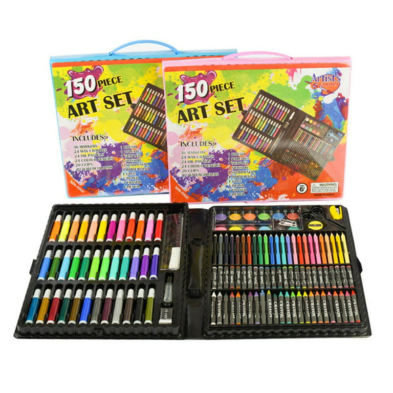 MEEDEN KIDS Drawing Set Gift for Boys & Girls Wood Case Artist Painting Set  with Silky Crayons Oil Pastels Waterbased Pencils Dry Erase Markers Art  Suplies Coloring Set with Paint Pad White