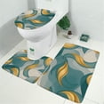 thumbnail image 2 of Teal Gold Wave Marble Pattern Bathroom Rugs Sets 3 Piece,Toilet Cover Set,Absorbent Non Slip Bathroom Mats Sets with U-Shaped Contour Rug Toilet Rug Set, 2 of 5