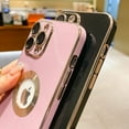 thumbnail image 3 of Cute for iPhone 13 Pro Max 6.7-inch Case with Gold Logo Circle,Plating Shockproof Protective Soft Silicone Back Cover Cases with Clear Acrylic Camera Lens Protector(Purple), 3 of 9