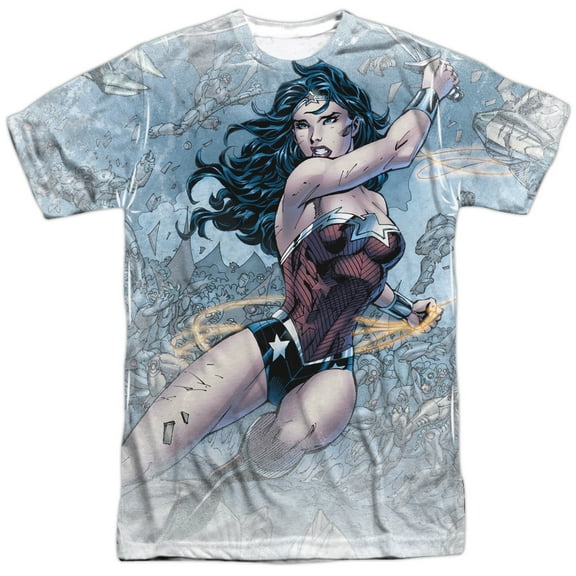 Justice League Of America Men's  Wonder Warrior Sublimation T-shirt White
