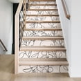thumbnail image 1 of Flortlias 15Pcs Leather Textured Vinyl Peel and Stick Stair Riser Decals, Self-Adhesive Staircase Riser Stickers, Textured PVC Abstract Boho Leaves, Beige Background, 1 of 5