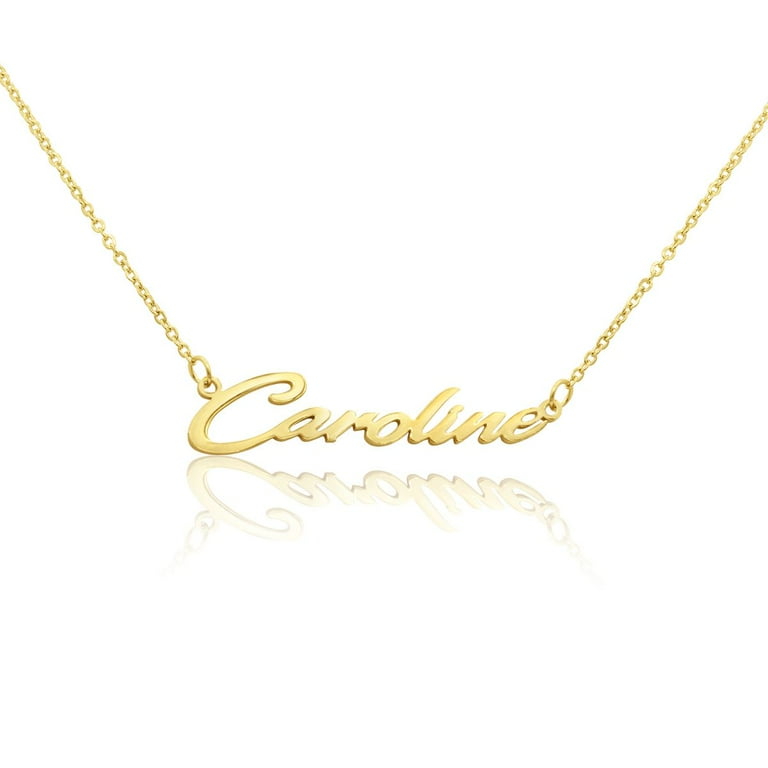 SuperJeweler Caroline Nameplate Necklace in Gold, 16 inches All