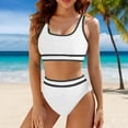 thumbnail image 2 of EHRWE Bikini Set For Women Ladies High Waisted Sporty Two Piece Swimsuits Color Block High Cut Bathing Suits Beach Outfits, 2 of 4