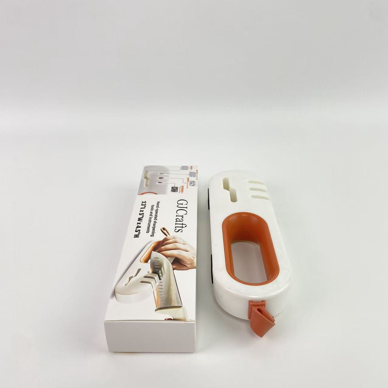 GJCrafts Hand-operated sharpening tools and instruments,Premium Knife Sharpener, Hangable 4-in-1 Kitchen Scissors Sharpener 4-Stage Diamond Really Works for Ceramic and Steel Knives, Scissors