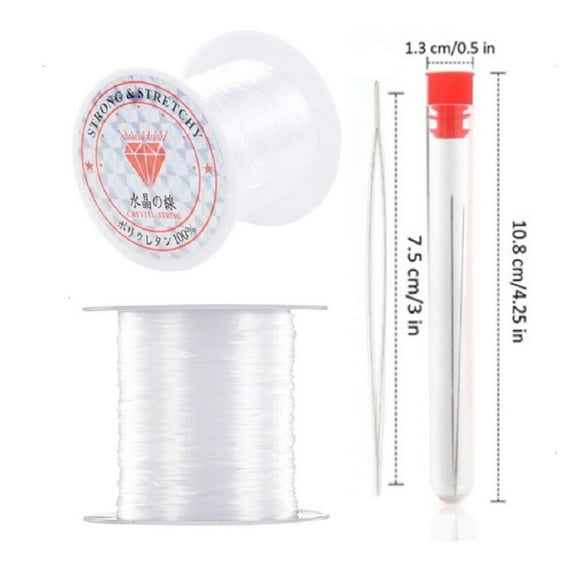 2-Pack Clear 0.8mm Elastic Bracelet String Cord with Beading Needle – Stretchy Bead Thread for DIY Jewelry Making, Necklace & Bracelet Craft Projects TIKA