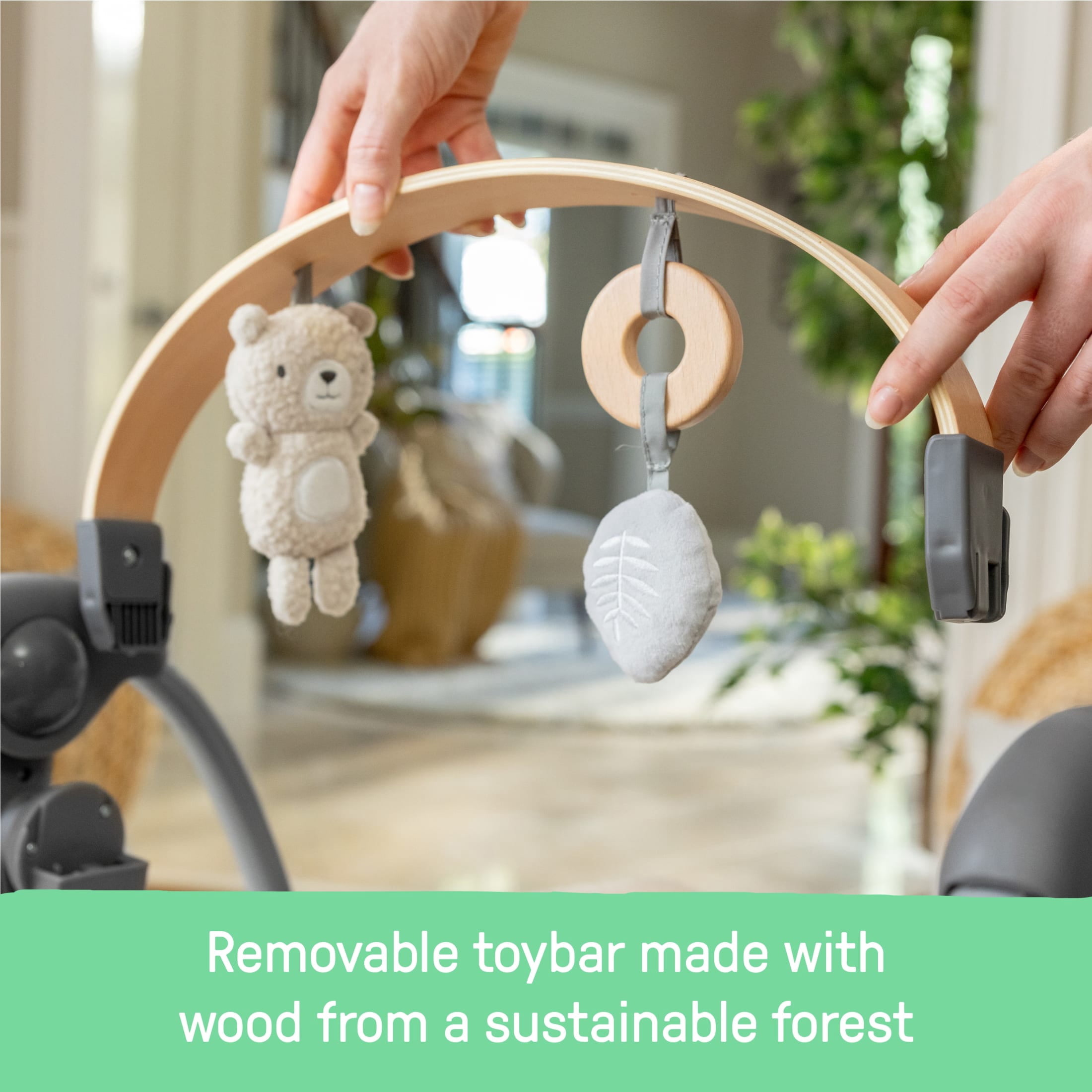 Ingenuity Every Season Swing and Go Portable Swing, Grey, Infants Ages 0-9 Months, Wesley