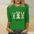 thumbnail image 2 of Women's Easter T Shirts 3/4 Sleeve Crew Neck Spring Cute Bunny Printed Graphic Tees Festive Casual Tops, 2 of 4