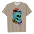 thumbnail image 3 of Landzoo Halloween Men'S T-Shirt Skull Print Short Sleeve Crew Neck Tops Party Casual Men Tees Size 2XL Khaki, 3 of 4