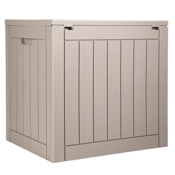 KFFKFF Outdoor Storage Box, 31 Gallon Resin Deck Box, Backyard Outside Toy and Towel Storage Cabinet Waterproof, for Patio Furniture Cushions, Garden Tools