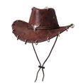 thumbnail image 2 of QSAWXQZ Men's Faux Leather Cowboy Hat Wide Brim with Bull Skull Ornament Halloween Hat Free Size, 2 of 5