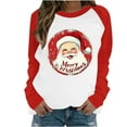 thumbnail image 2 of asdoklhq Christmas Crewneck Sweatshirts Women Casual Christmas Printed Long-sleeved Round-neck Raglan Sweater Red L, 2 of 3