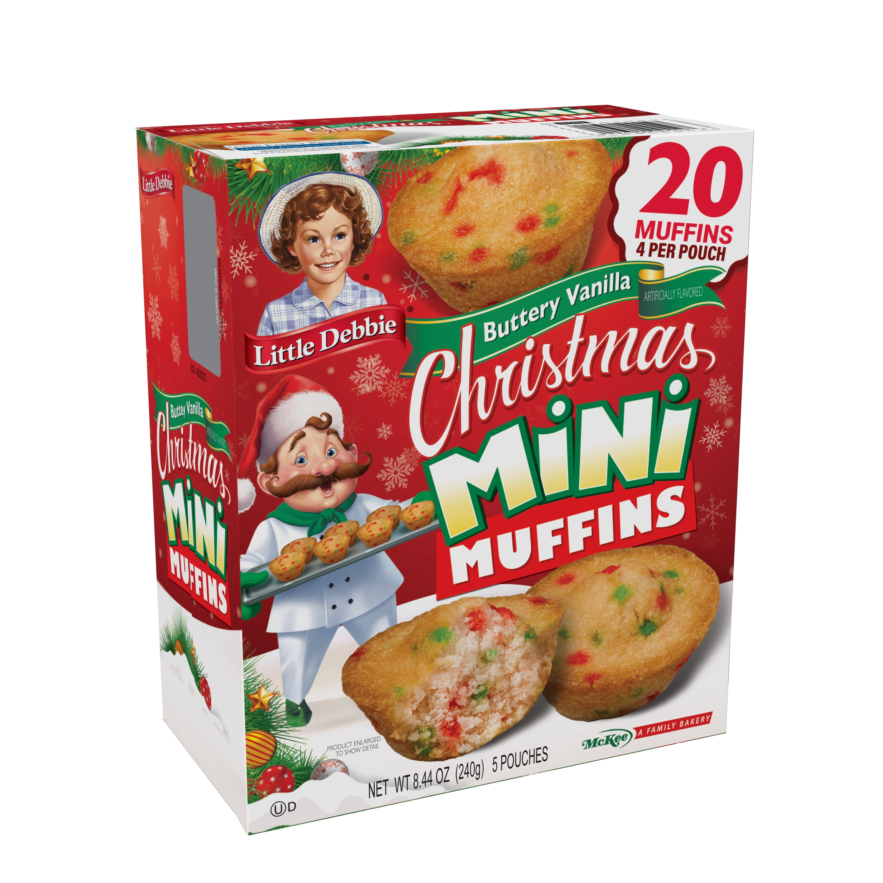 (3 pack) Little Debbie Christmas Buttery Vanilla Mini Muffins, 8.44 oz, 5 Count