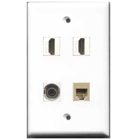 Ultra Spec Cables 2 Port HDMI 1 Port Phone RJ11 RJ12 Beige 1 Port 3.5mm Wall Plate