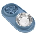 thumbnail image 4 of Cuencos de agua y comida para mascotas Cuencos dobles antideslizantes y extraíbles para perros y gatosAzul, 4 of 12