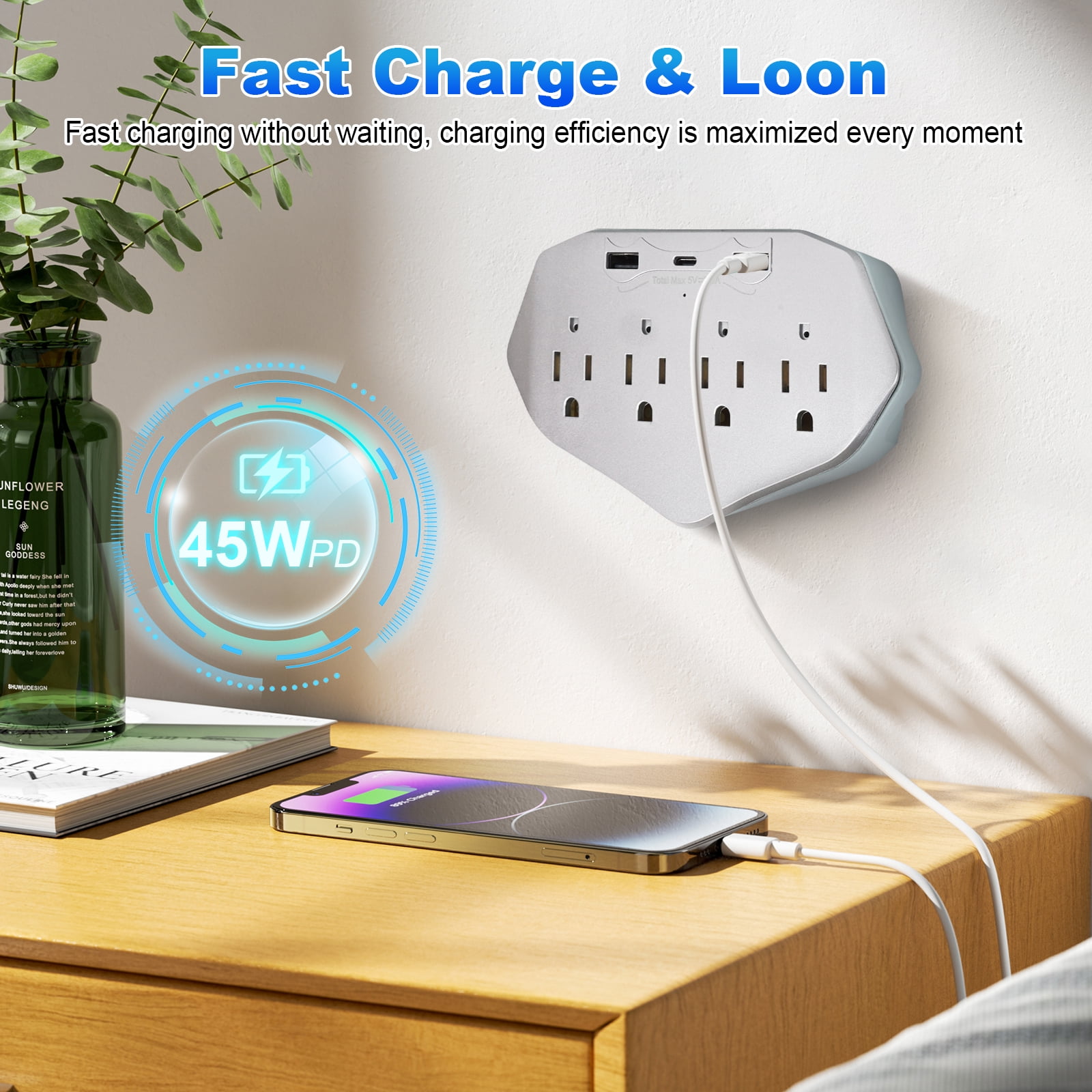 1080P WiFi Security Camera Wall Outlet - Mini Indoor Camera with Local SD Card Storage (SD card not included), 120° Wide Angle, Plug-in Camera for Baby, Pet & Home Security