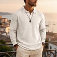 thumbnail image 7 of Havenx Slub Cotton Linen Polo Shirts for Men Long Sleeve Button Down Polo Collared Shirts Refreshing Silky Soft Lightweight Summer Clothes,Beige L, 7 of 7