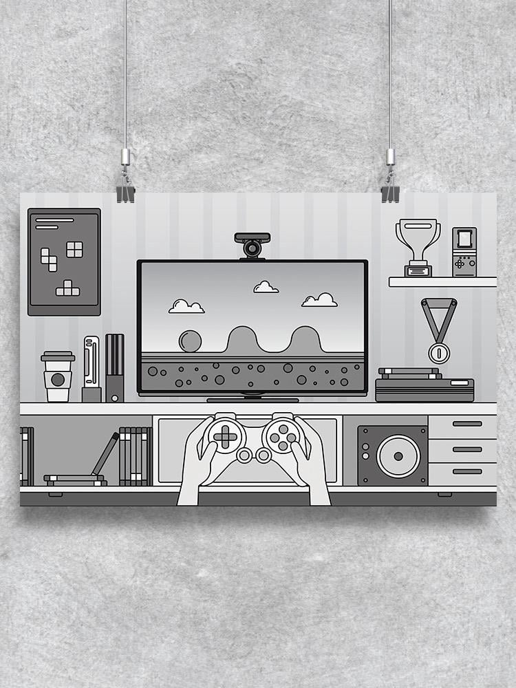 Black And White Gamer Room Poster -Image by Shutterstock - Walmart.com