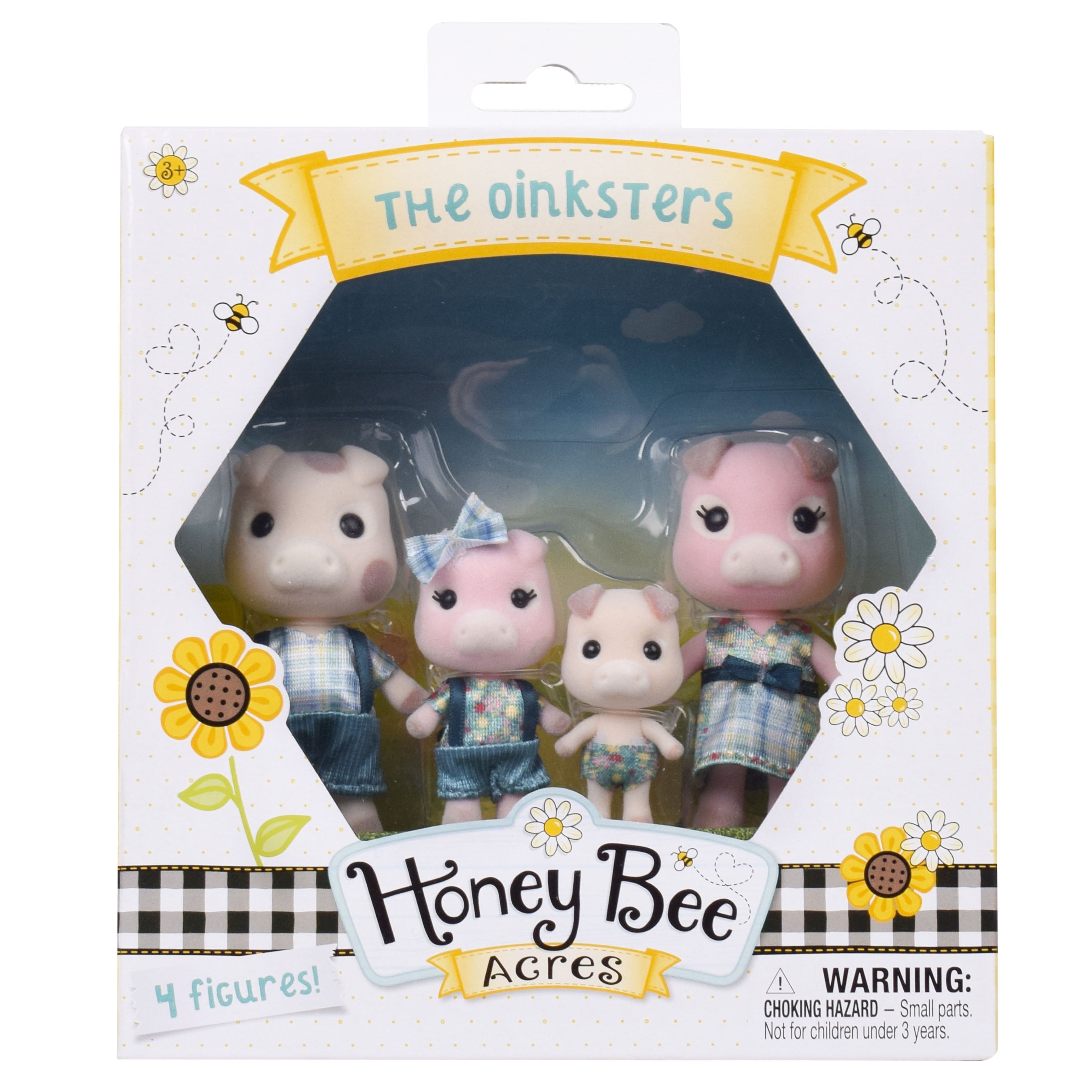 Honey Bee Acres The Oinksters Pig Family, 4-2.25inch Mini Doll Figures, Children Ages 3+