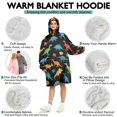 thumbnail image 5 of Wearable Oversized Blanket,Black Cartoon Dinosaurs Colorful Leaves Pattern Wearable Blanket Hoodie for Adults,Cozy Hooded Blankets with Super Pockets,Super Warm Fuzzy Pullover for Women & Men, 5 of 6