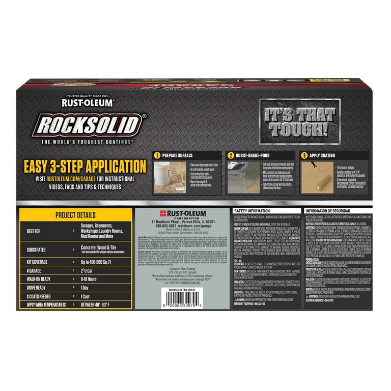 〓Don lam〓 Tan, Rust-Oleum RockSolid Garage Floor Coating Kit-293515