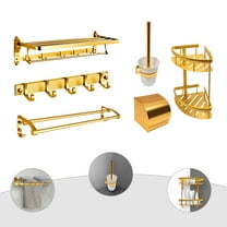 6 Pcs Modern Bathroom Accessories Set Wall-Mounted 10kg Load Bath Toilet Brush Hardware Towel Rack Gold