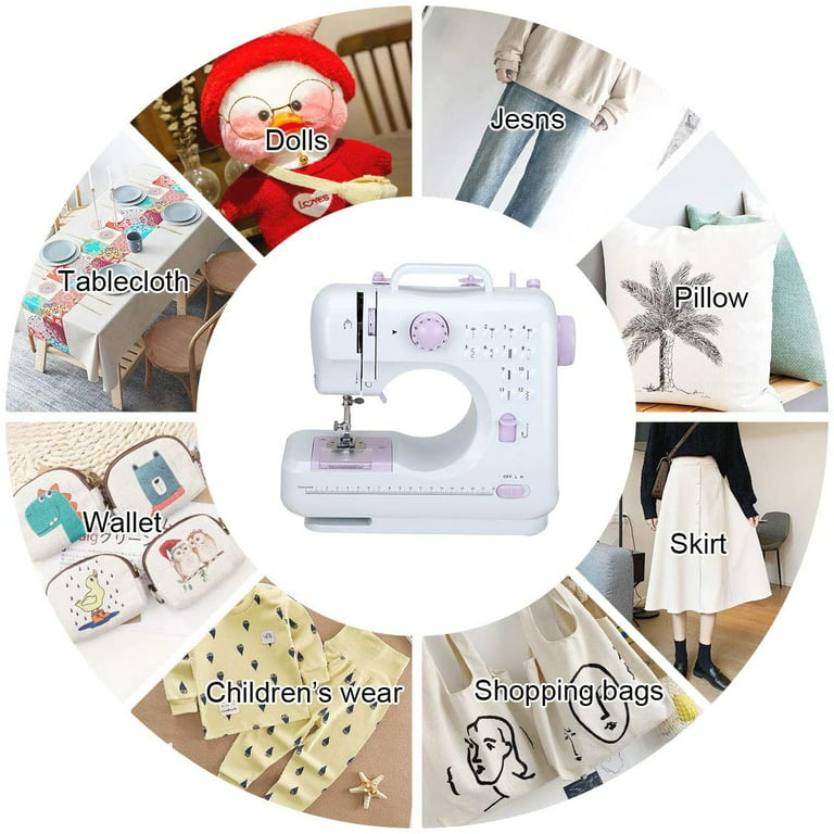 Mini Sewing Machine Portable Dual Power Supply Electric Small Sewing  Machine for Beginners Children 100-240V (US Plug)