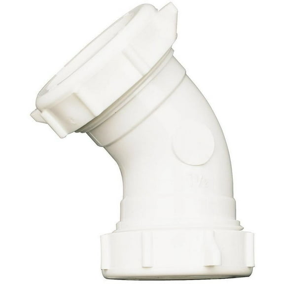 Plumb Pak PP55-7W Drain Pipe Elbow, 1-1/2 in, Slip-Joint, PVC, White