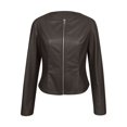 thumbnail image 6 of Women Jacket PU Leather Solid Zipper Coat Winter Warm Retro Lapel Outwear, 6 of 6