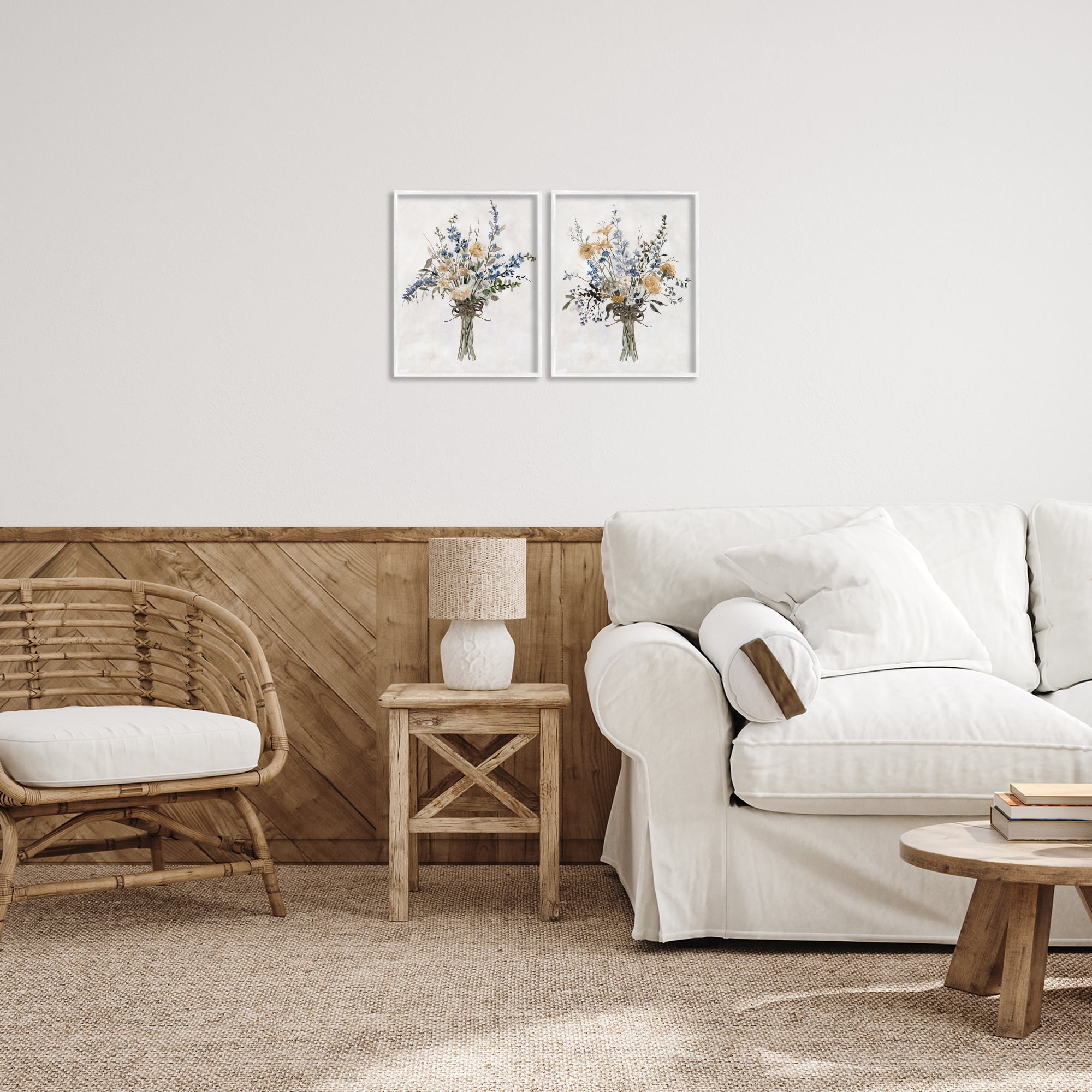 Stupell Industries Bushels of Herbs 2 Piece White Framed Giclee Art Set, design by Carol Robinson