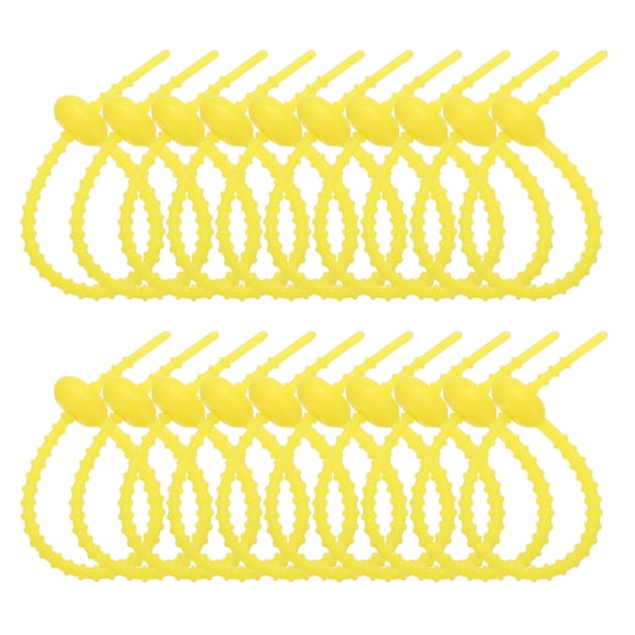 Uxcell 6 Inch Silicone Cable Ties, 20pcs Rubber Reusable Twist Zip Ties Organizer for Home Office Kitchen Food bags Wires Adjustable Bag Clip, Fluorescent Yellow