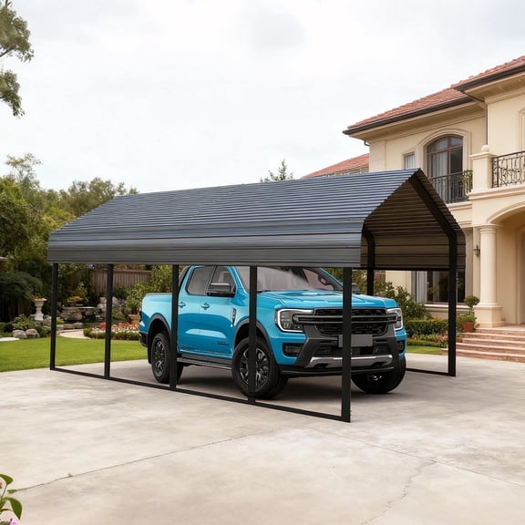 10x20FT Heavy Duty Metal Carport, All Weather Protection, Rust/Wind/UV Resistant, Portable Shelter for Cars, SUVs, Trucks, RVs, Boats