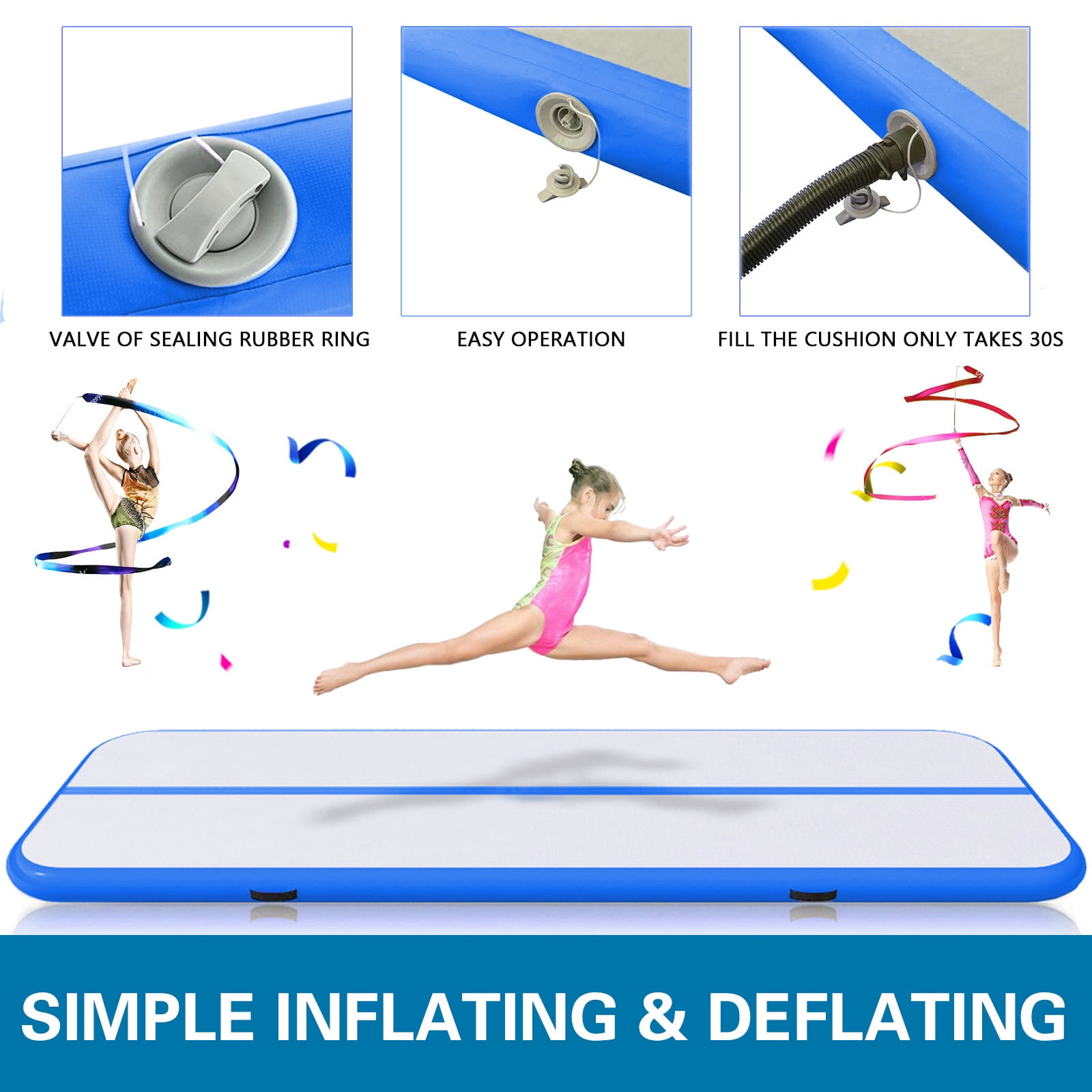 Vevor Air Track 16ft Inflatable Air Track Tumbling Mat With Electric Air Pump 4in Thickness Tumble Track Mats For Gymnastics Cheerleading Yoga Home