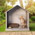 thumbnail image 5 of Dog House for Outdoor & Indoor Use with Window, Waterproof Ventilated Kennel with Elevated Floor, Easy to Clean Shelter for Small Medium Large Dogs (Grey, 37.2" L x 40" W x 40" H), 5 of 16