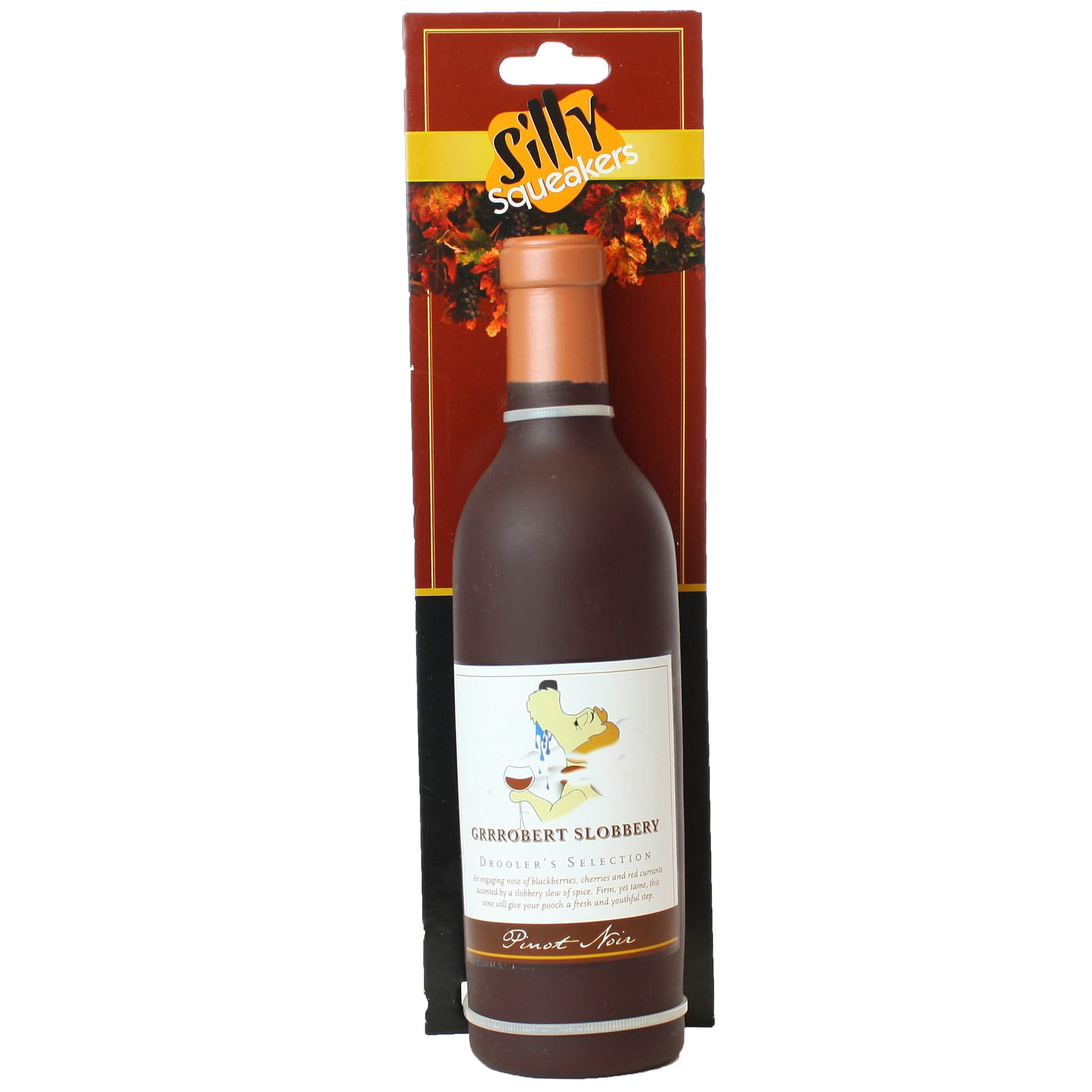Silly Squeaker Wine Bottle Grrrobert Slobbery Durable Squeaky Vinyl 2-Pack Dog Toy