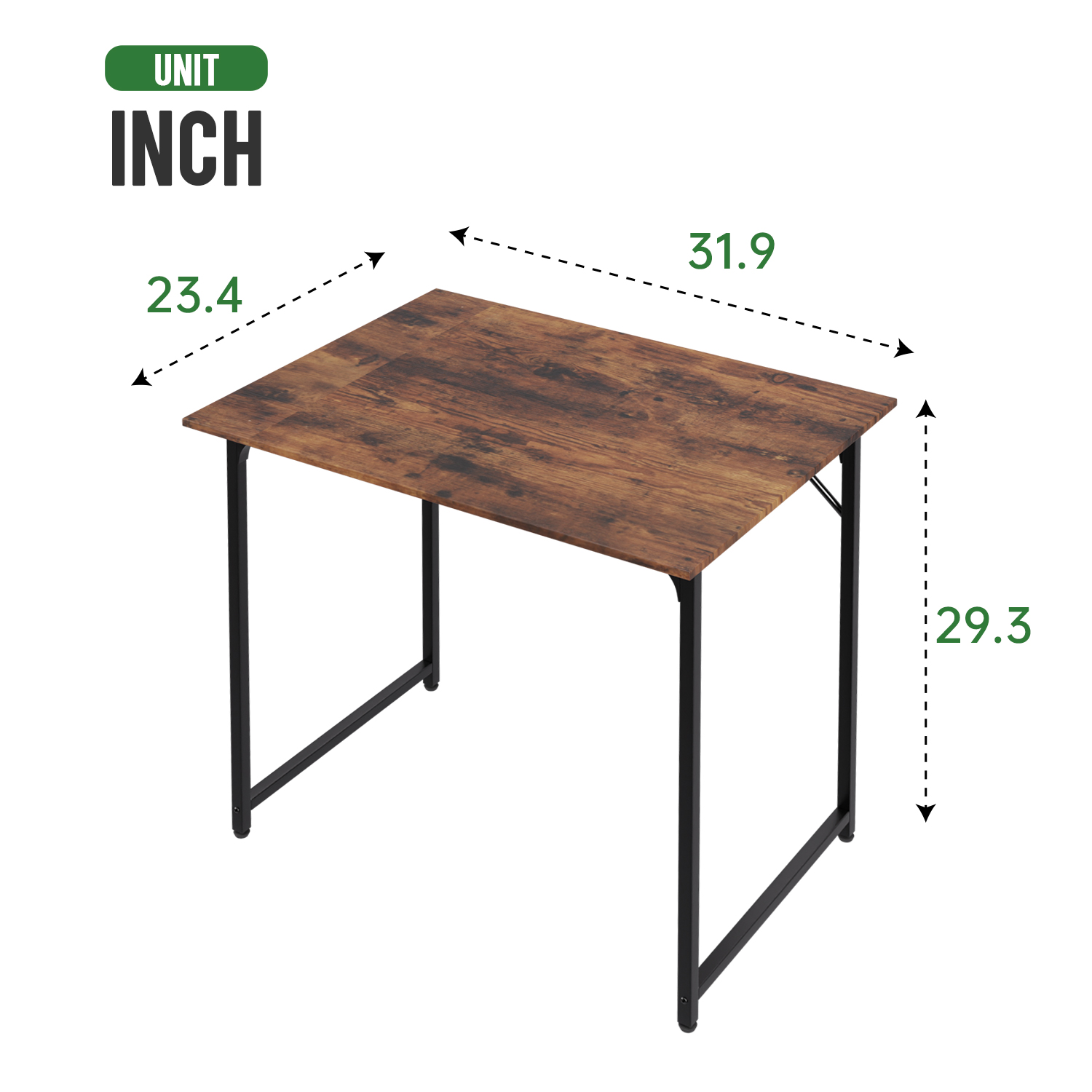 PayLessHere 32-Inch Computer Desk, Metal Frame, Brown photo 2