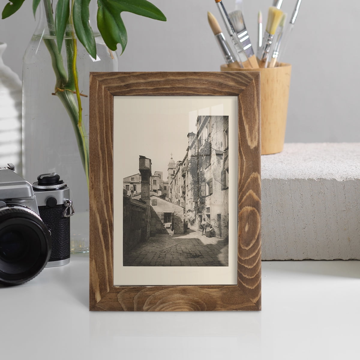 Vintage Views of Venice VIII - Framed Print w/glass - Walnut
