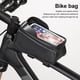 thumbnail image 3 of Yuarrent PU grano de carbono bicicleta marco frontal bolsa impermeable cremallera pantalla táctil visera teléfono inteligente almacenamiento Ciclismo, 3 of 6