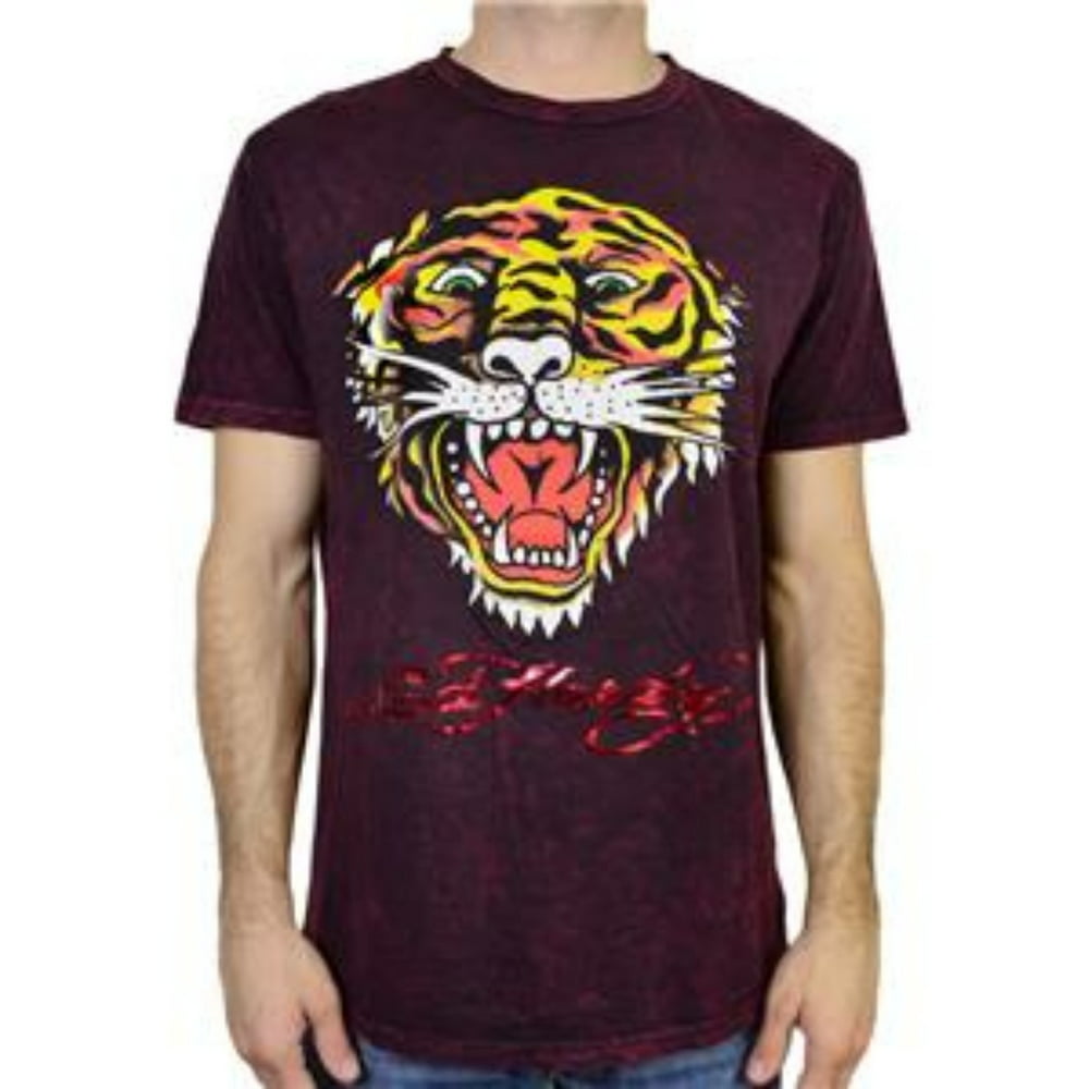 Ed Hardy - Ed Hardy Men's Eh Tiger T-Shirt Short Sleeves Burgundy ...