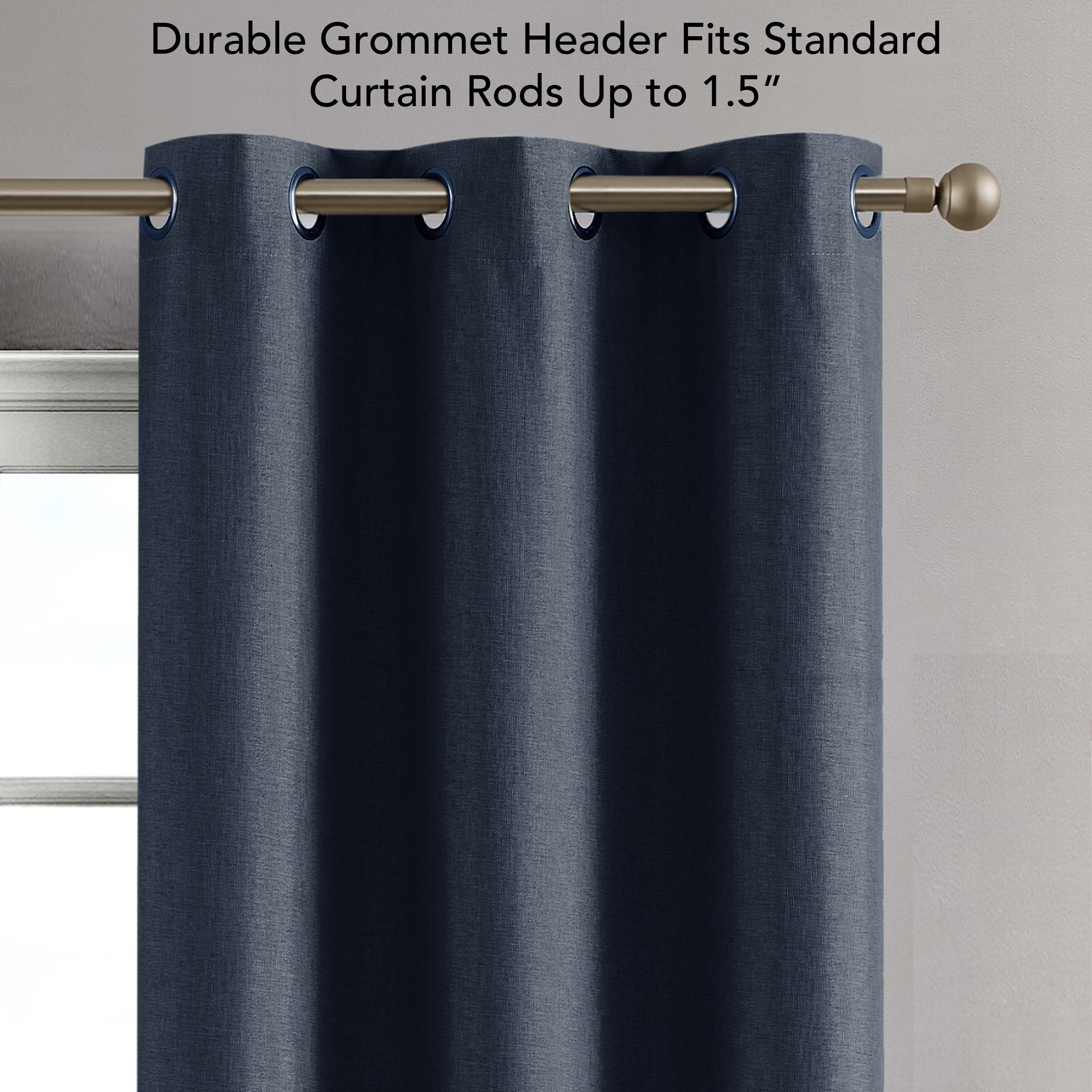 Legrae Blackout Thermal Insulated Grommet Curtains, Set of 4 Panels with Tiebacks, Insignia Blue, 38" x 84"