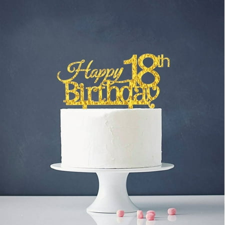 Happy 18th Birthday Cake Topper Gold  18th Birthday Party  