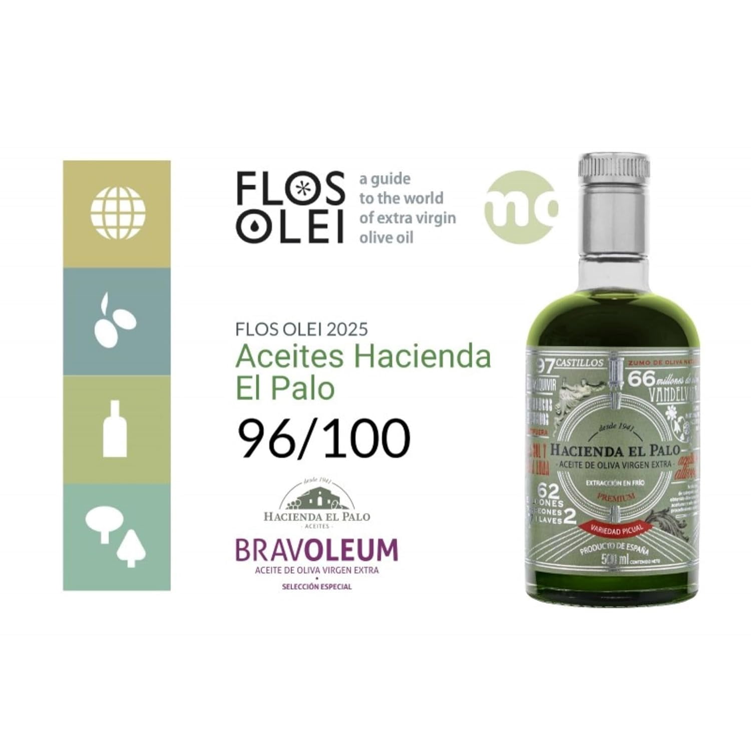 Hacienda El Palo Premium Picual Extra Virgin Olive Oil 500ml (16.9 fl oz) | First Harvest, Cold-Pressed, Gourmet Spanish EVOO