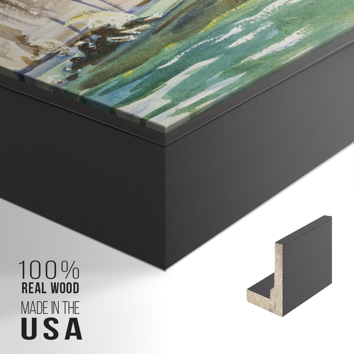 Vintage Landscape-CXLIV By Wexford Home Framed in Black Wood Gallery Wrapped Canvas 27 in. x 41 in.