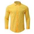 thumbnail image 2 of Eashery Mens Long Sleeve T Shirts Men's Fashion Cotton Linen Shirt Long Sleeve Solid Color Ethnic Beach Yoga Top Yellow L, 2 of 3