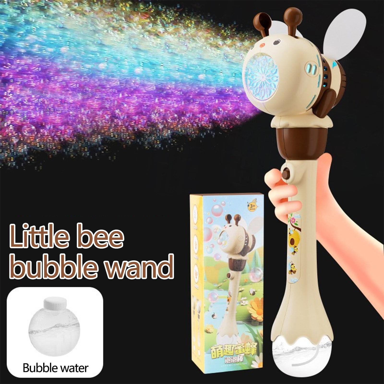 Adorable Bee Automatic Bubble Machine with Flashing LED Lights and Continuous Bubble Blowing for Outdoor Fun, Party Events, Summer Gatherings and Backyard Entertainment with High Capacity Battery