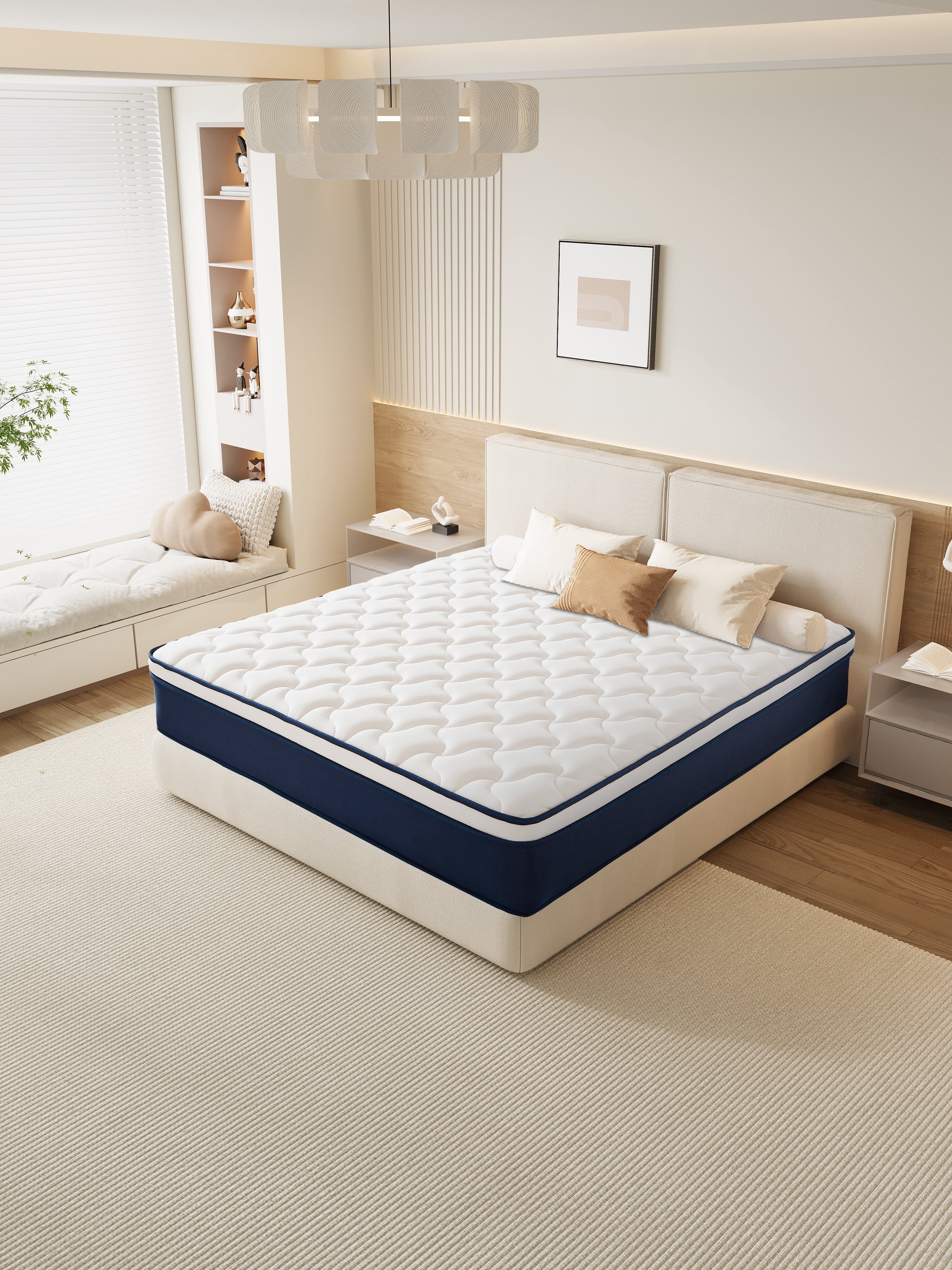 QOFYU Queen Mattress 12 Inch, Queen Size Spring HybridGel Memory Foam Mattress, Plush Queen Mattresses in a Box