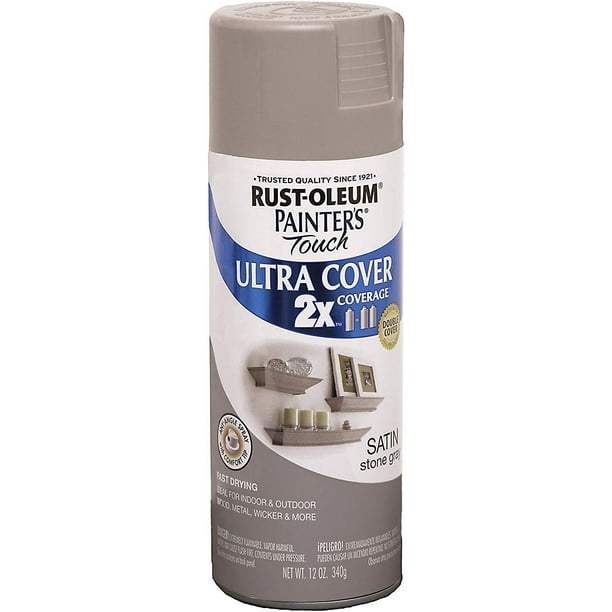 RustOleum 249855 Painter's Touch 2X Ultra Cover, 12Ounce, Satin Stone Gray