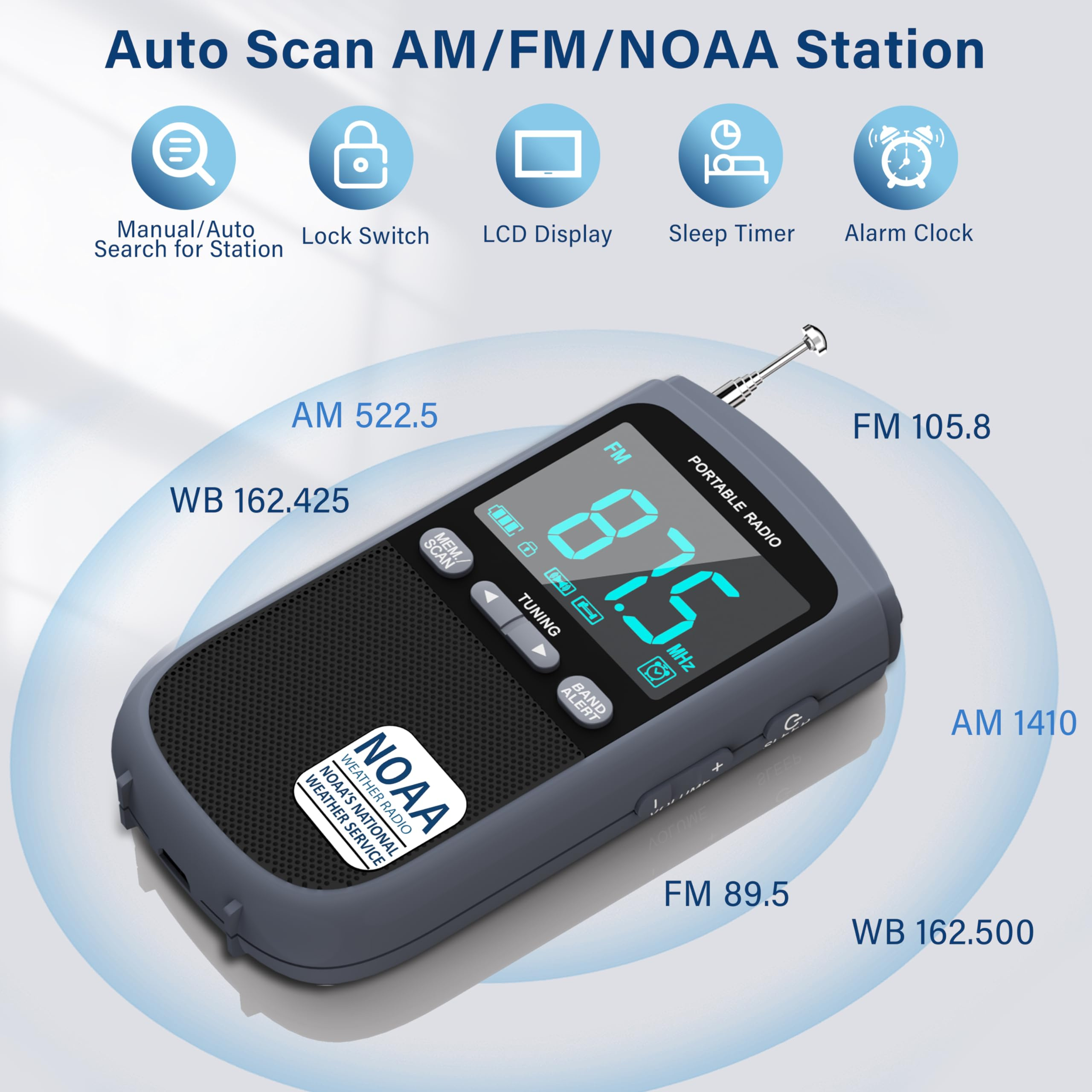 Jazmm AM FM Portable Transistor Radio with Digital Tuning photo 2