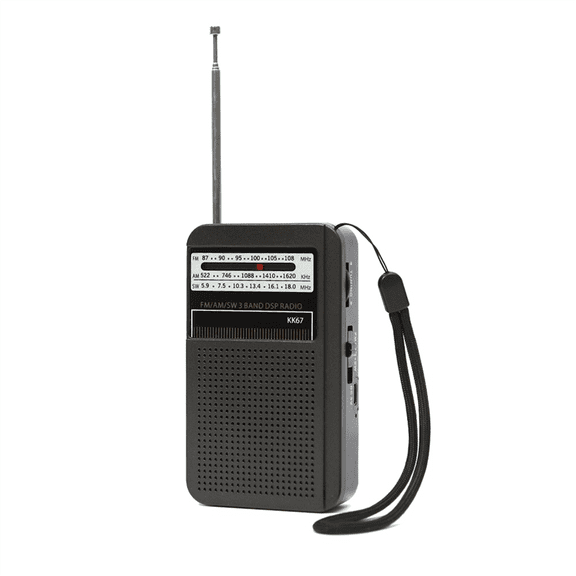 KK67 Handheld Radio Built-in Speaker Stereo Radio SW AM FM Mini Portable Radio Outdoor Emergency Speaker Device,1 x Radio 1 x USB charging cable,Black