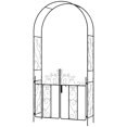 thumbnail image 1 of Black Metal Garden Arch with Gate - 49" Arbor Trellis for Climbing Plants, Roses & Vines - Outdoor Wedding Decor & Entryway Accent, 1 of 7