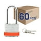 thumbnail image 1 of Lanube Lock Candado con llave laminada (1-9/16"" 40 mm) Candados con llaves iguales Grillete largo Aro de plástico naranja marcado Paquete de 60, 1 of 1